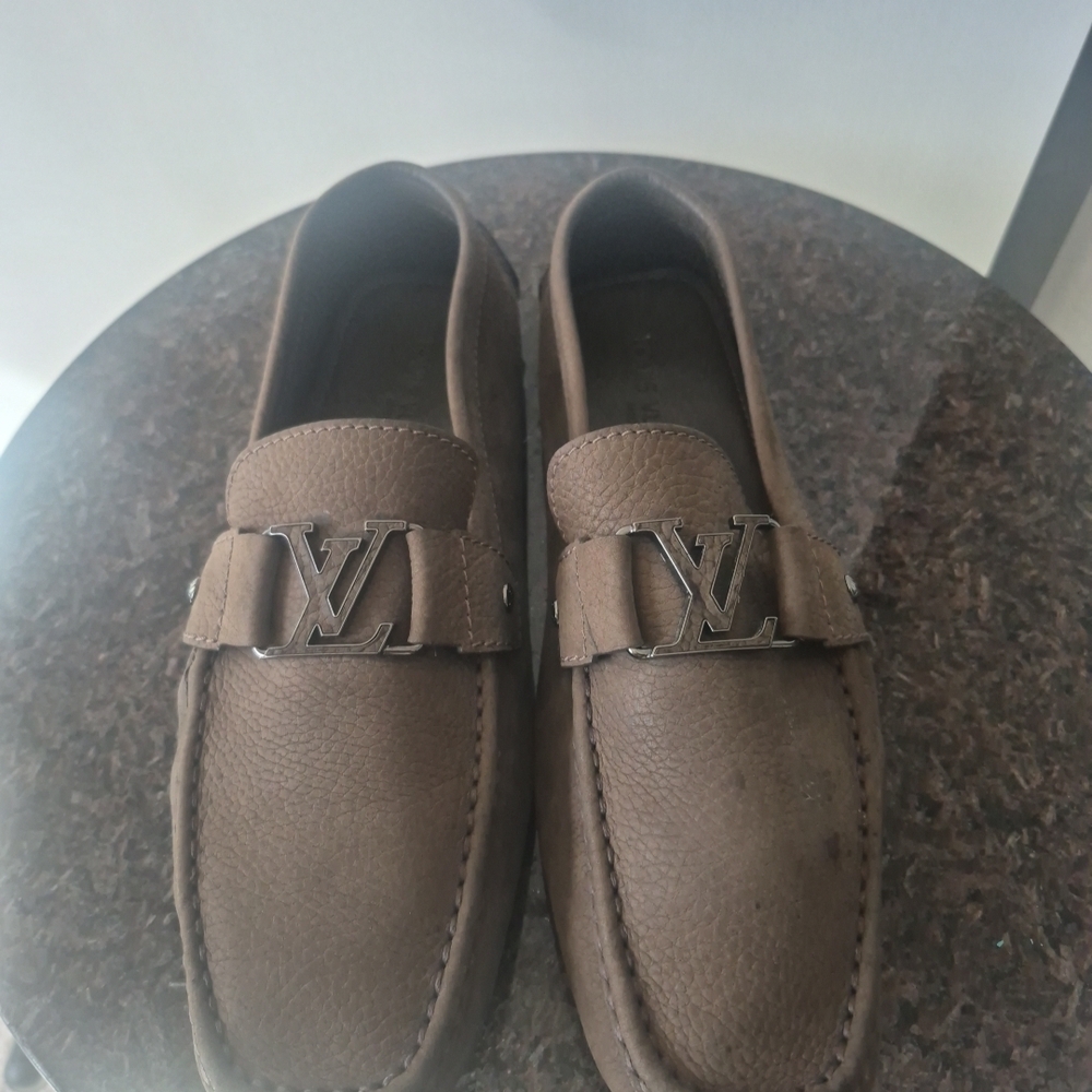 Louis Vuitton Brown Loafers with Silver Logo